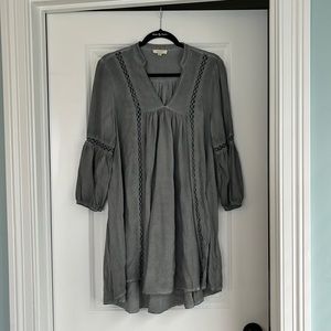Never worn blue- grey smock dress! Size S; 3/4 length sleeves